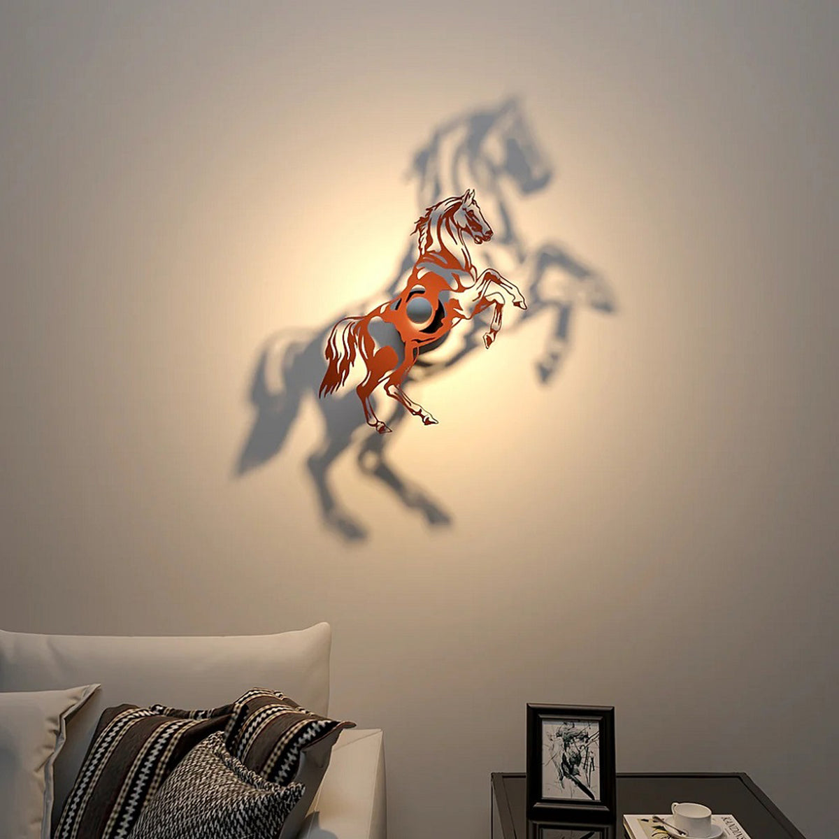 Single Running/ Galloping Horse Shadow Lamp For Home / Office Wall decor