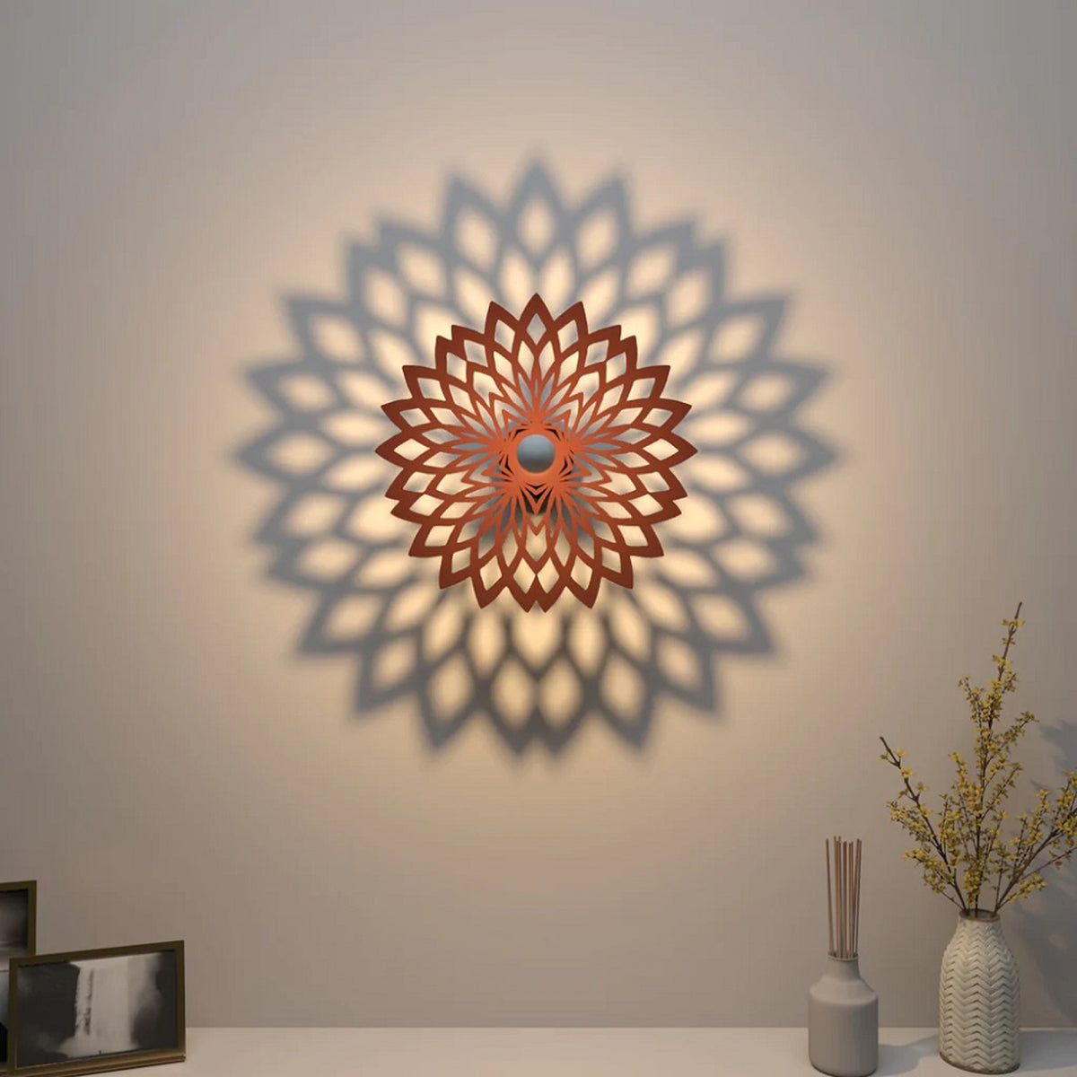 Geometric Rangoli design Shadow Lamp for Home Office wall decor