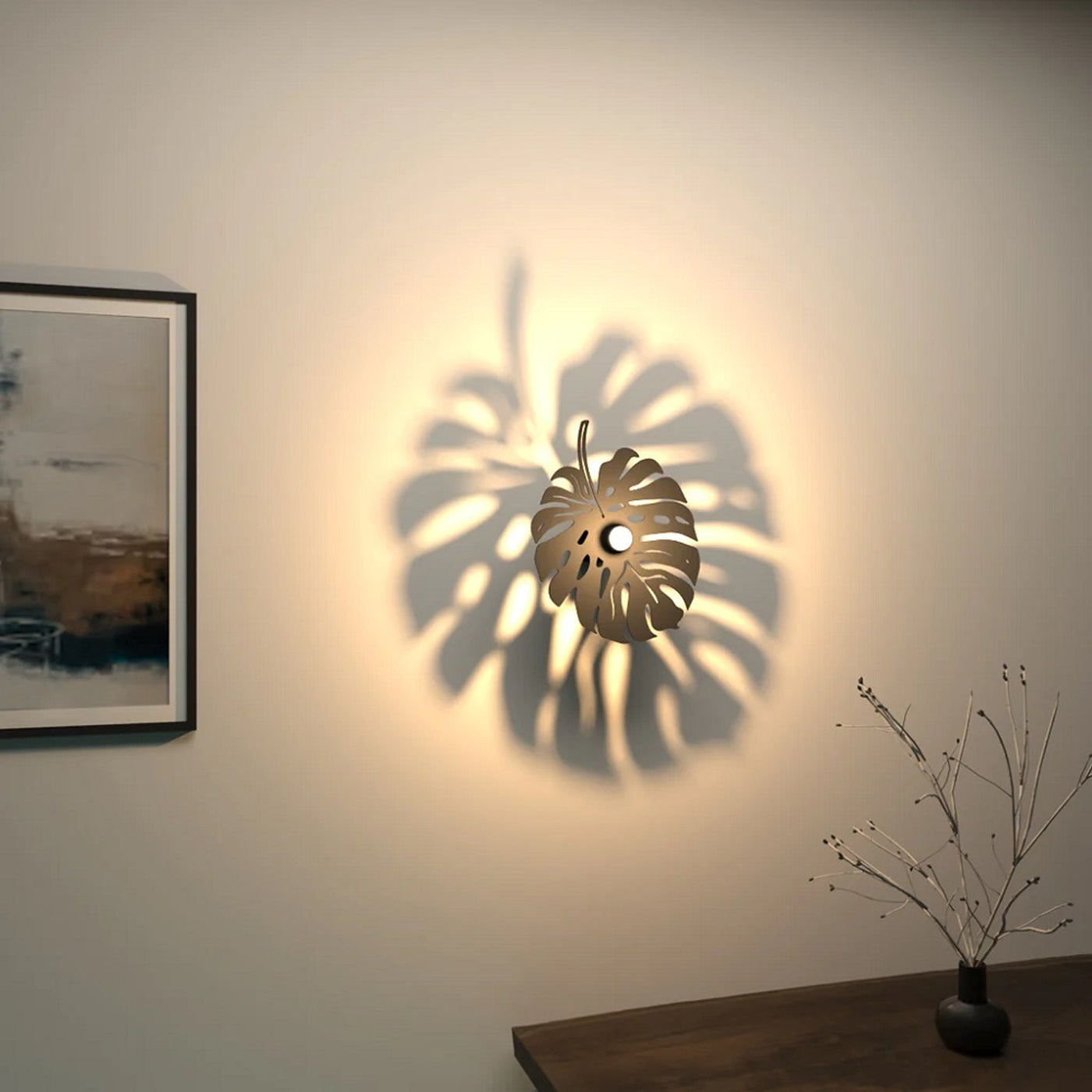 Tropical leaf design shadow lamp for Home / Office wall decor