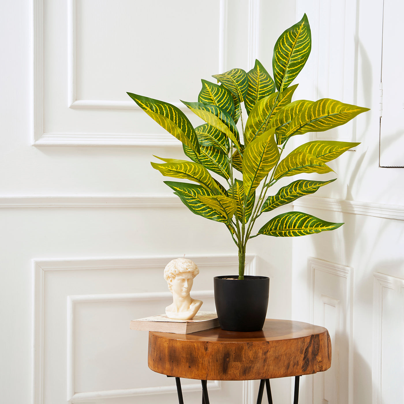 Artificial Croton Plant for Home and Office Decor Gifting Natural Looking Indoor and Outdoor Plant Garden Interior Balcony Decoration (With Pot)