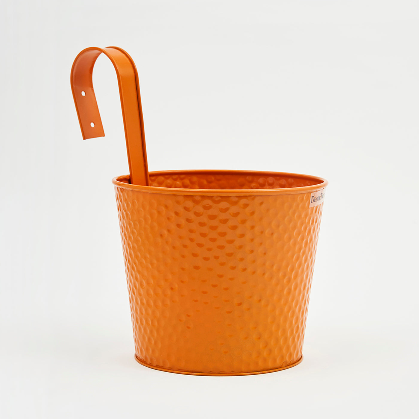 Metal Hanging Planter Railing Flower Pot with Handle for Balcony Indoor Outdoor Home Office Garden Decor-Orange