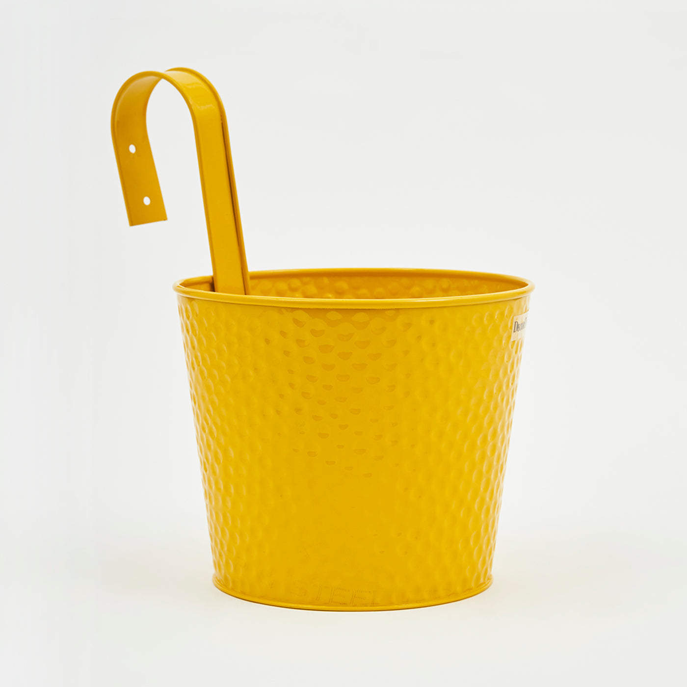 Metal Hanging Planter Railing Flower Pot with Handle for Balcony Indoor Outdoor Home Office Garden Decor-Yellow