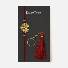 Brass Peacock Design Rakhi Cum Keychain Cum Bookmark (Single)