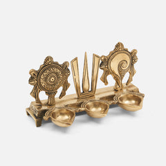 Brass Handcrafted Vaishnava Symbols Shankh Chakra Nama