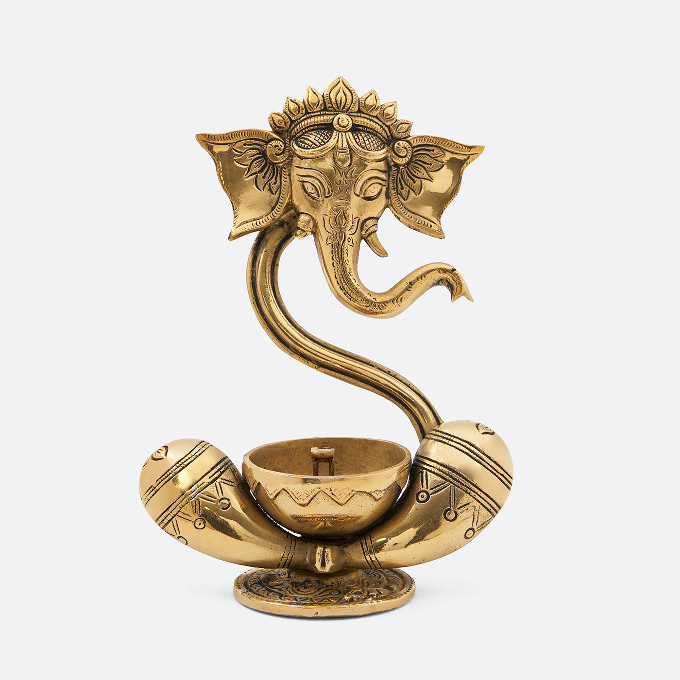 Brass Modern Ganesha Idol With Akhand Diya