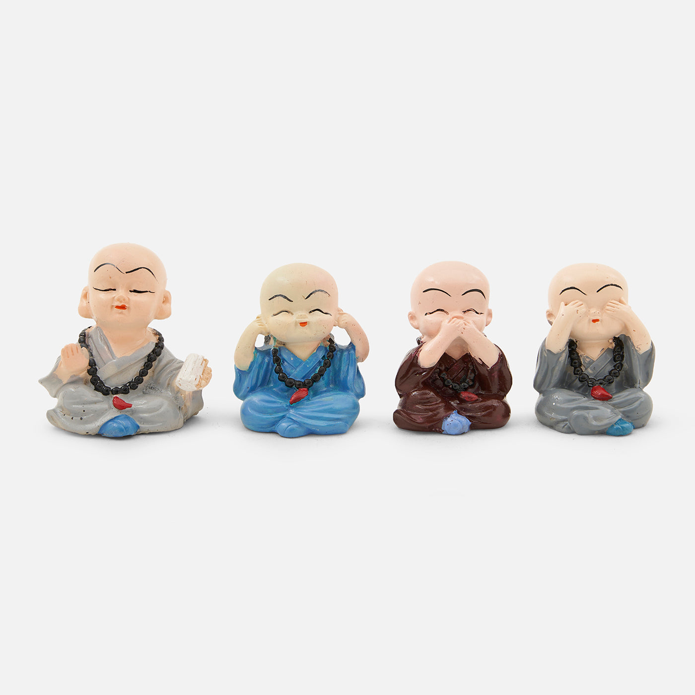 Artistic Resin Buddha Monk Statue Set - Perfect for Home Decor, Car Dashboard, and Thoughtful Gifting