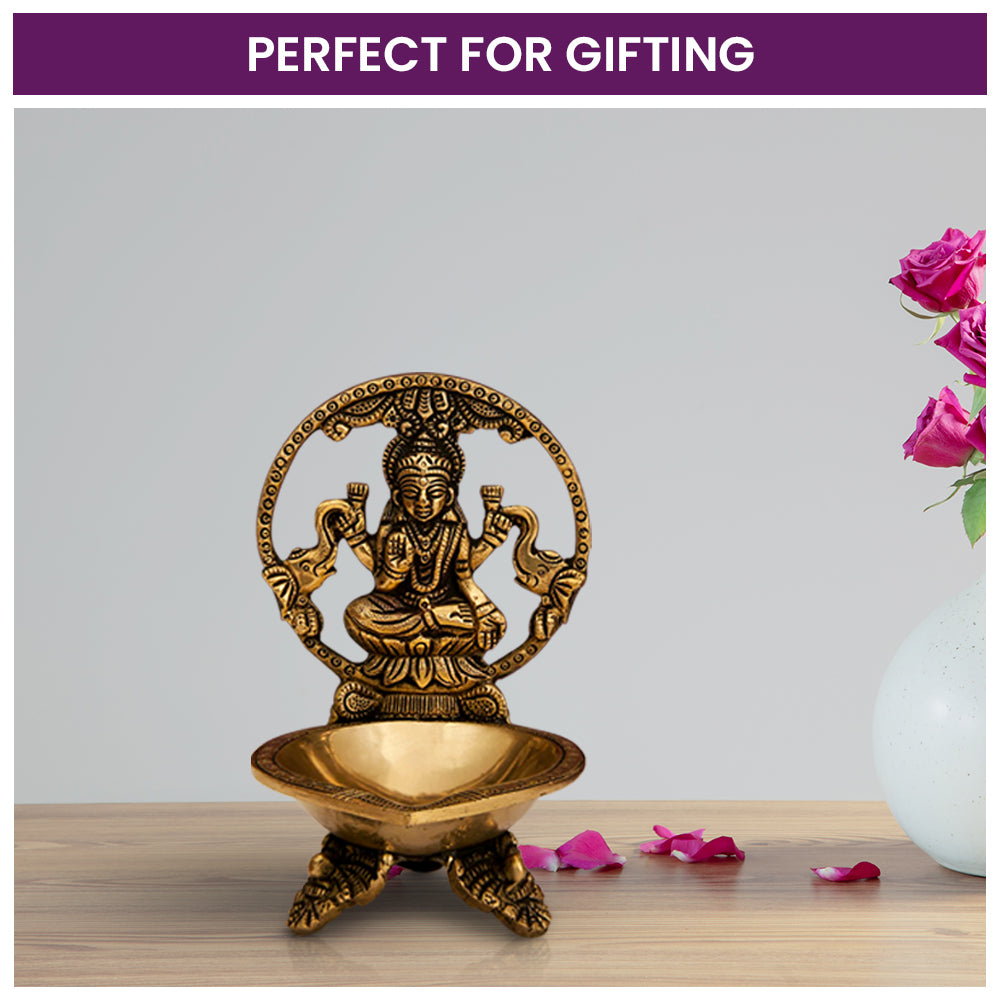 Brass Decorative Goddess Laxmi Diya With Stand