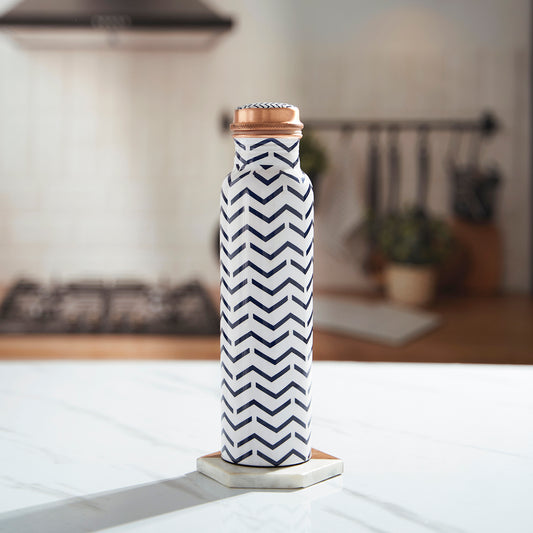Copper Water Bottle 950 ML Pure Copper Leak Proof Durable Rust Proof Non-Toxic and BPA Free Bottles for Yoga Gym Trekking Office Travel Home Water Bottle-White