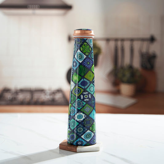 Copper Water Bottle 950 ML Slim Classic Pure Copper Leak Proof Durable Rust Proof Non-Toxic and BPA Free Bottles for Yoga Gym Trekking Office Travel Home Tamba Water Bottle