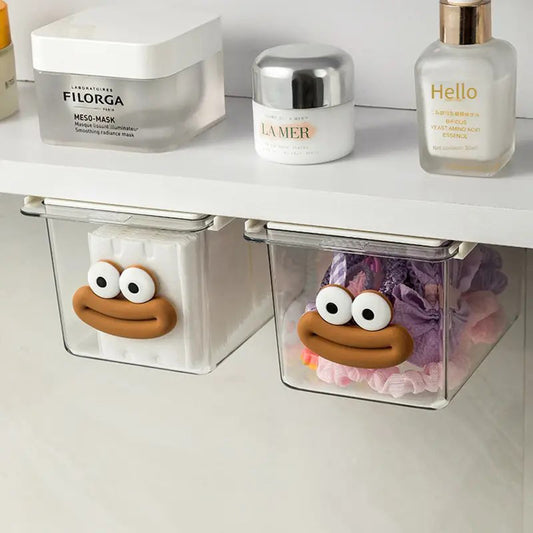 Cute Wall-Mounted Storage Box Transparent Dust-Proof PP Plastic with Lids for Bathroom & Kitchen