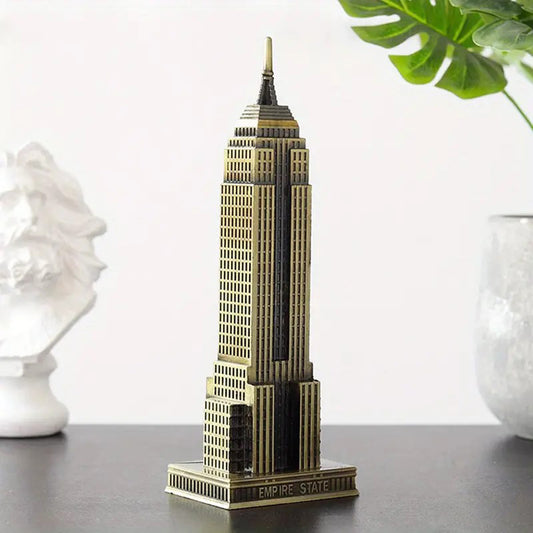 Metal New York City Empire State Building Statue Decorative Showpiece for Home Decor (Gold)