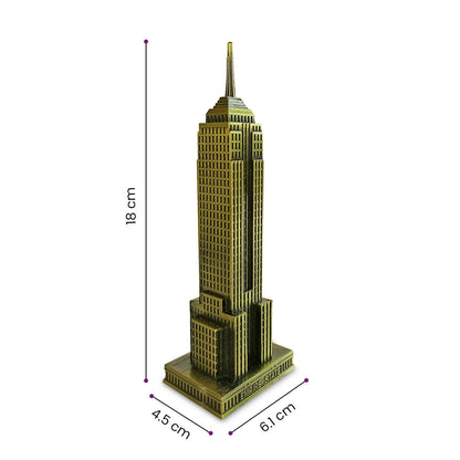 Metal New York City Empire State Building Statue Decorative Showpiece for Home Decor (Gold)