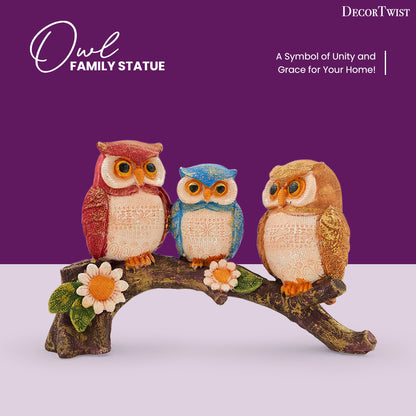 Enchanting Family Owl Statue Showpiece