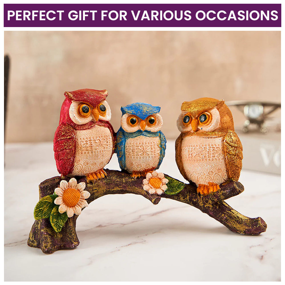 Enchanting Family Owl Statue Showpiece