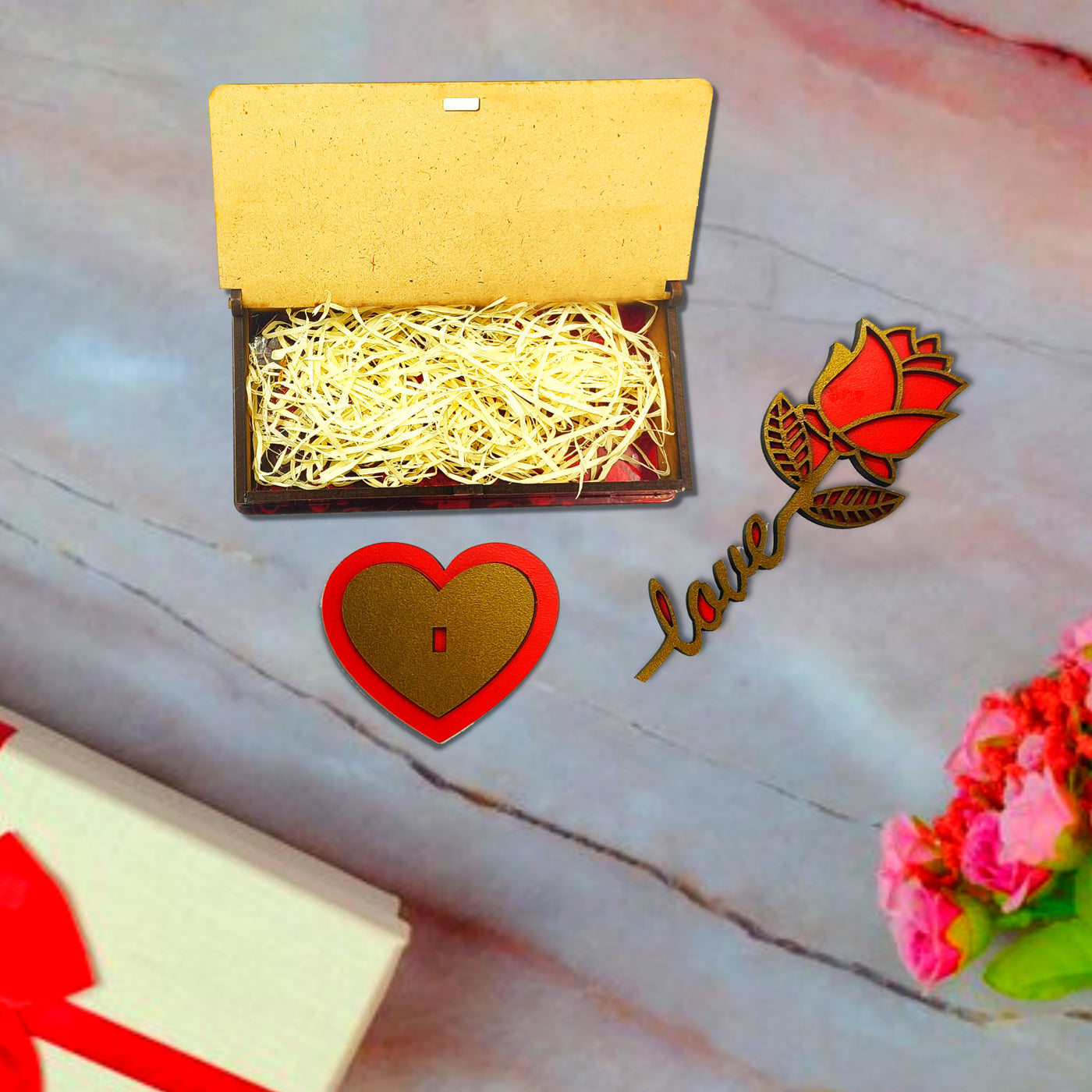 Valentine Wooden Rose Box