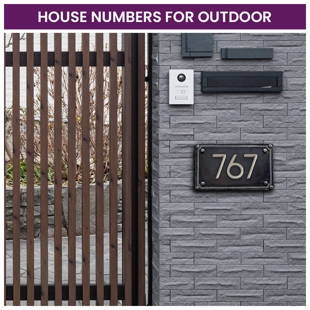 Modern Silver House Numbers - AURELE 4"