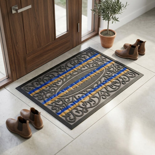 DecorTwist PVC Welcome Door Mat 60x40 cm | Heavy Duty Anti-Slip Rubber Back | Indoor & Outdoor Entrance Floor Mat | Waterproof Dust & Dirt Trapper Doormat for Home, Office