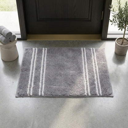 DecorTwist Anti-Slip Microfiber Bath Mat 60x40 cm | Super Absorbent & Quick Dry | Soft Polyester Surface with Non-Skid TPR Backing | Bathroom Floor Mat for Shower & Wash Basin