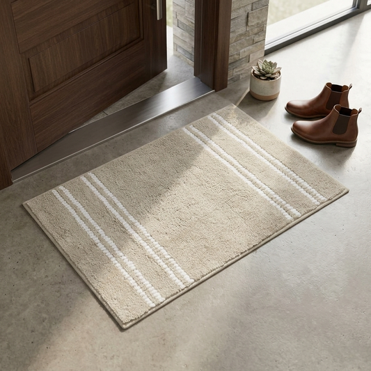 DecorTwist Anti-Slip Microfiber Bath Mat 60x40 cm | Super Absorbent & Quick Dry | Soft Polyester Surface with Non-Skid TPR Backing | Bathroom Floor Mat for Shower & Wash Basin