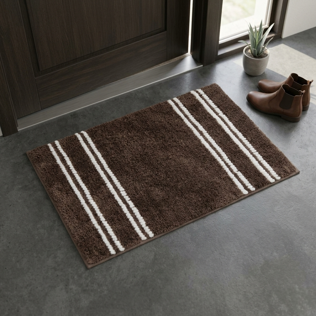 DecorTwist Anti-Slip Microfiber Bath Mat 60x40 cm | Super Absorbent & Quick Dry | Soft Polyester Surface with Non-Skid TPR Backing | Bathroom Floor Mat for Shower & Wash Basin