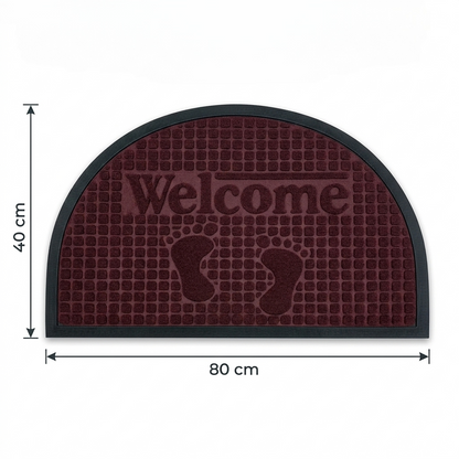 DecorTwist Half Round PVC Door Mat 80x40 cm – Anti-Slip Rubber Backing, Waterproof Welcome Doormat for Indoor & Outdoor Entrance (3mm Slim, Modern Design)