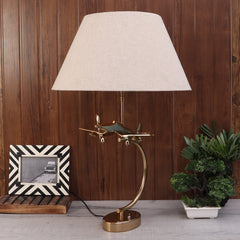 Avion Aluminum Table Lamp with Beige Gold Shade