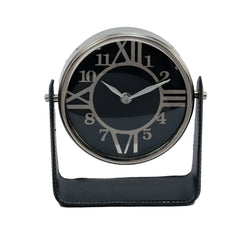 Brings Black Leather Table Clock showpiece