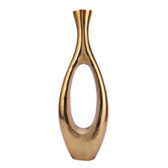 Oblong Vase in Raw Gold Finish Small Size