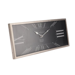 The Rectangular Framed Clock in Silver Finish