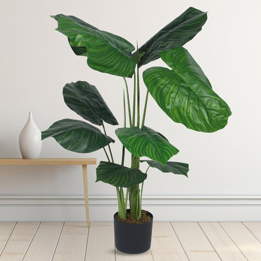 Artificial PVC Pothos big Leaves Plants for Indoor & Outdoor with pot for Interior Decor/Home Decor/Office Décor (140 cm Tall, Multicolor)