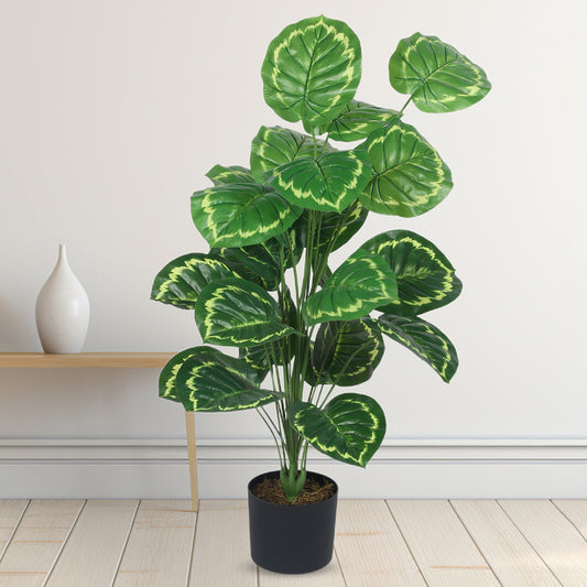 Decoration Artificial Calathea Plants Indoor and Outdoor  with pot (100 cm Tall, Multicolor)