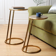 Slanted Nesting Tables by in Raw Antique Gold Finish large size