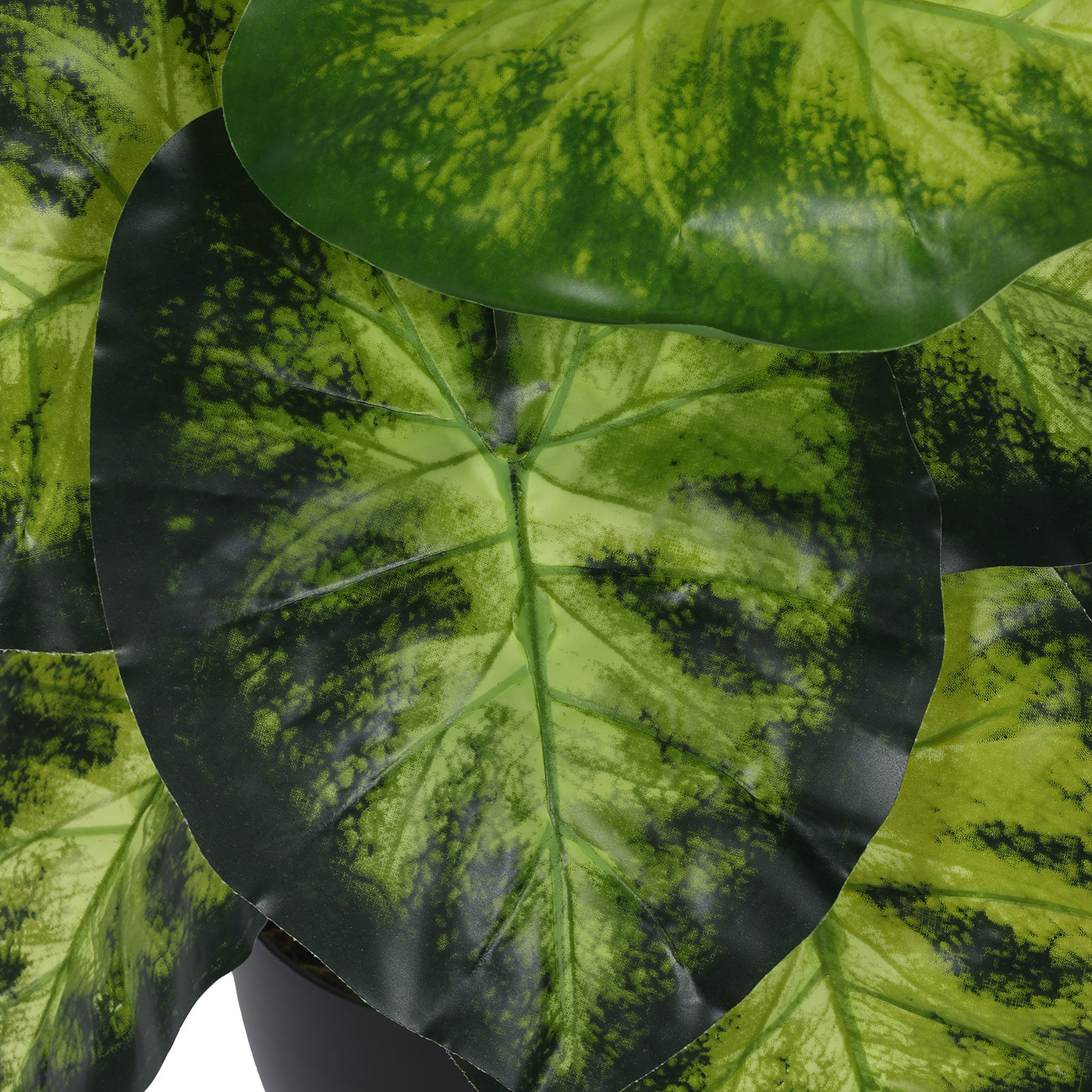 Artificial PVC Big Leaves Plants for Indoor & Outdoor with pot (12 Leaves, 55 cm Tall, Multicolor)