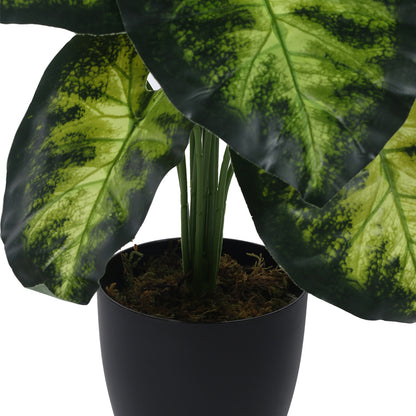 Artificial PVC Big Leaves Plants for Indoor & Outdoor with pot (12 Leaves, 55 cm Tall, Multicolor)