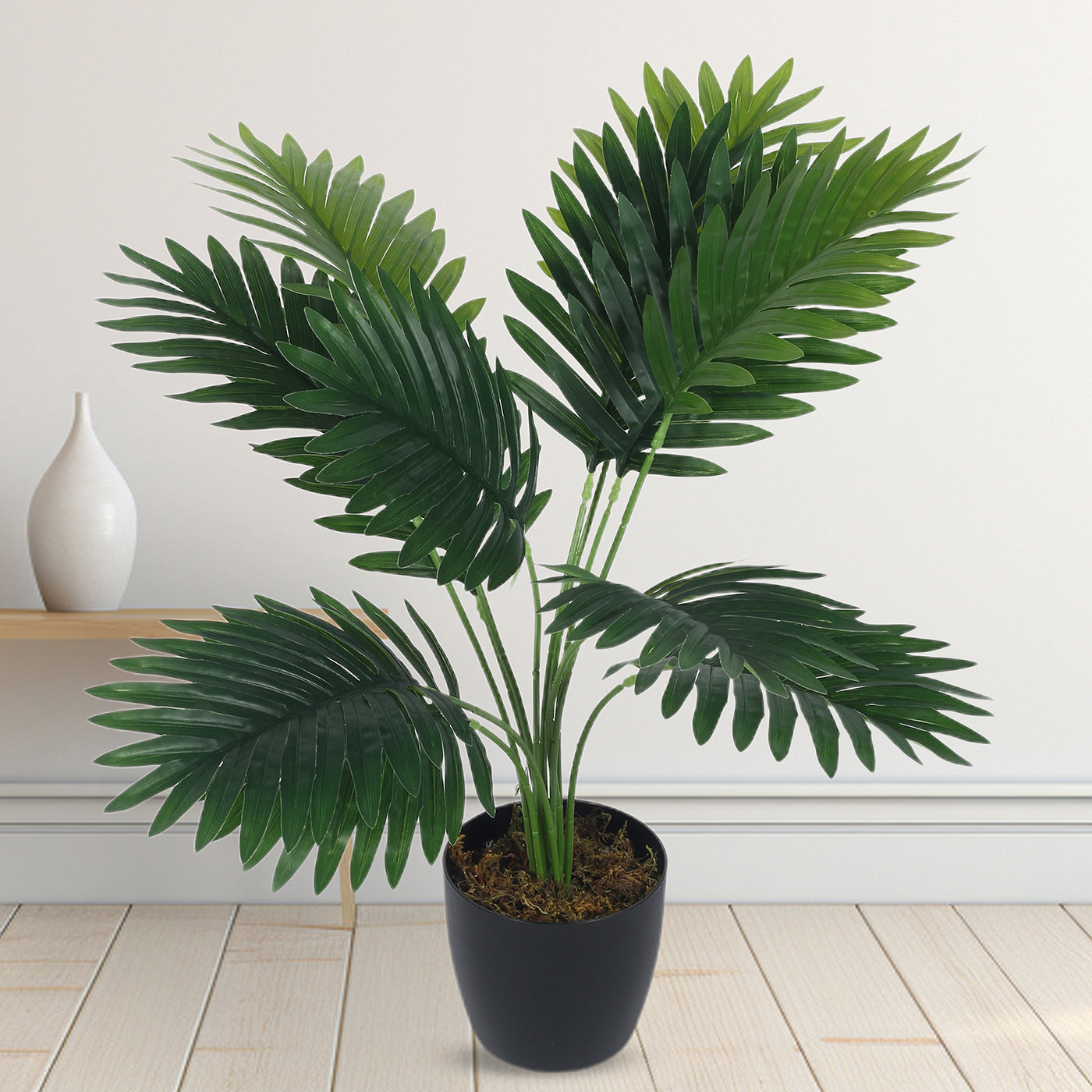 Artificial Areca Palm Plants for Indoor & Outdoor with pot (12 Leaves, 55 cm Tall, Multicolor)