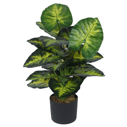 Artificial PVC Photosh Big Leaves Plants for Indoor & Outdoor with pot (18 Leaves, 70 cm Tall, Multicolor)