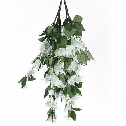 Artificial Hanging Bougainvillea Flower Garland Forks Artificial Bougainvillea Vine for Ceiling (75 cm Tall, Pack of 2, White)