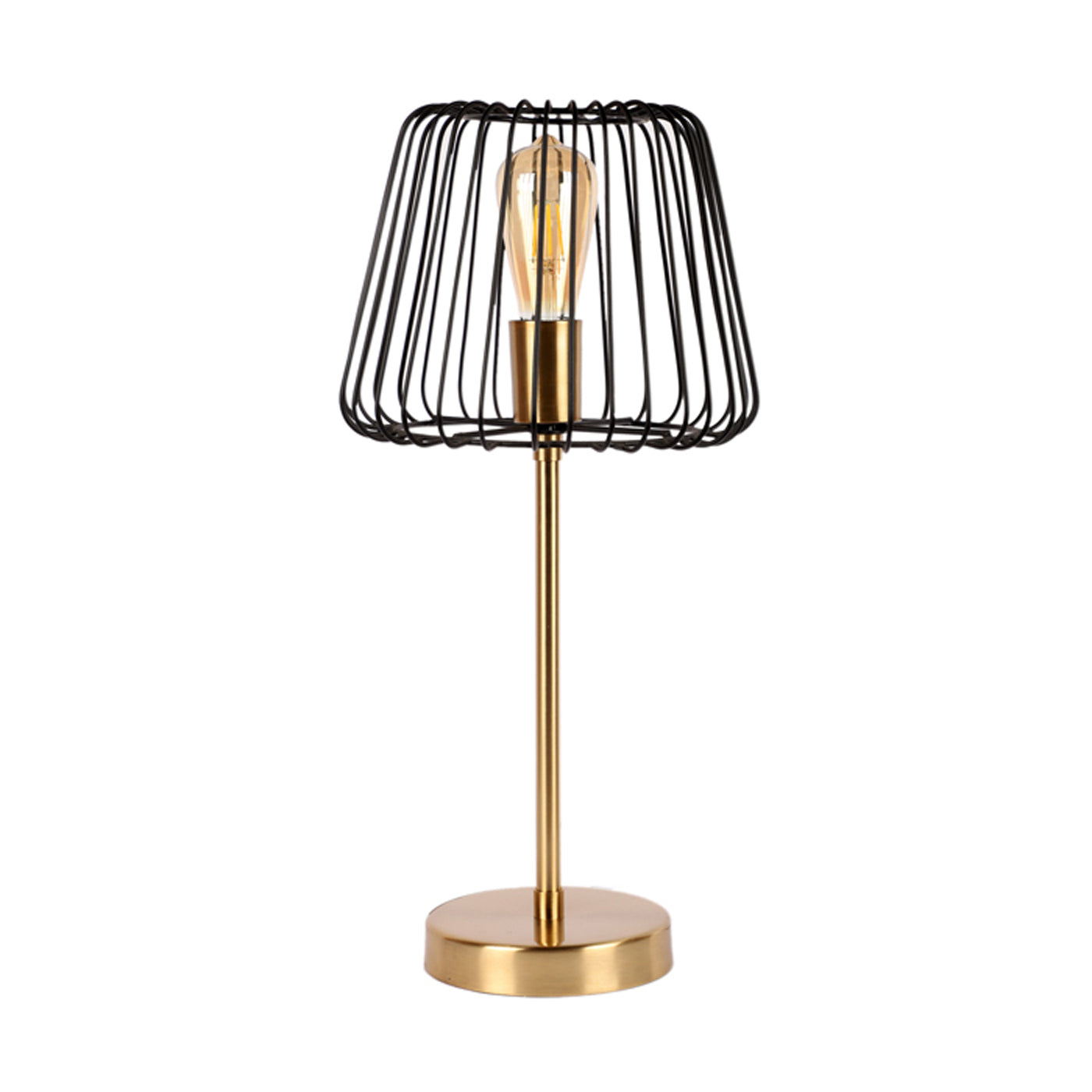 The "Imprisoned Bulb Lamp" black and gold Matt Brass finish table lamp