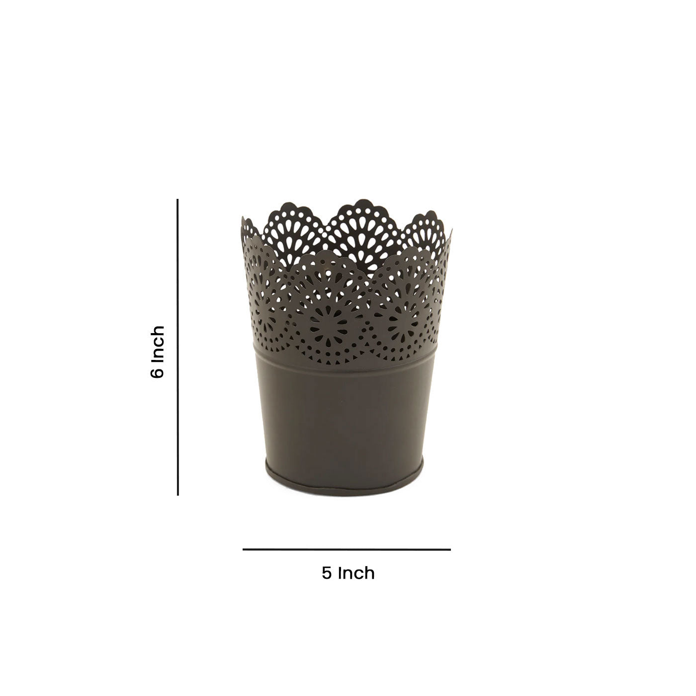 Metal Planter Flower Pot For Home Garden Office Desktop- Black