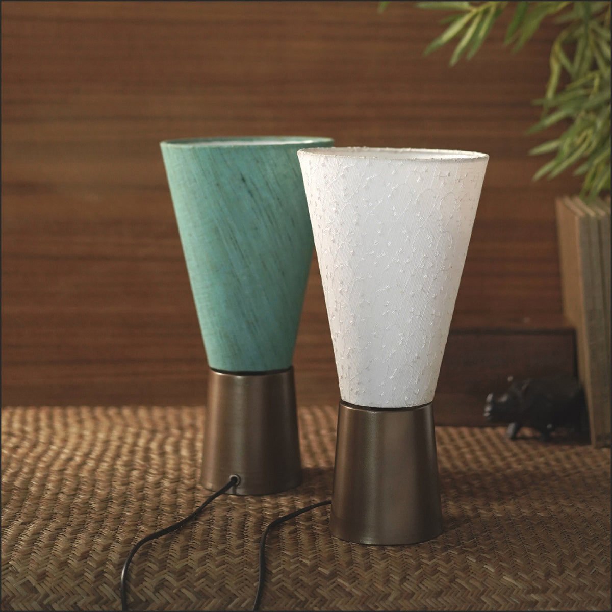 JAI TABLE LIGHT with WHITE TEXTURE SHADE