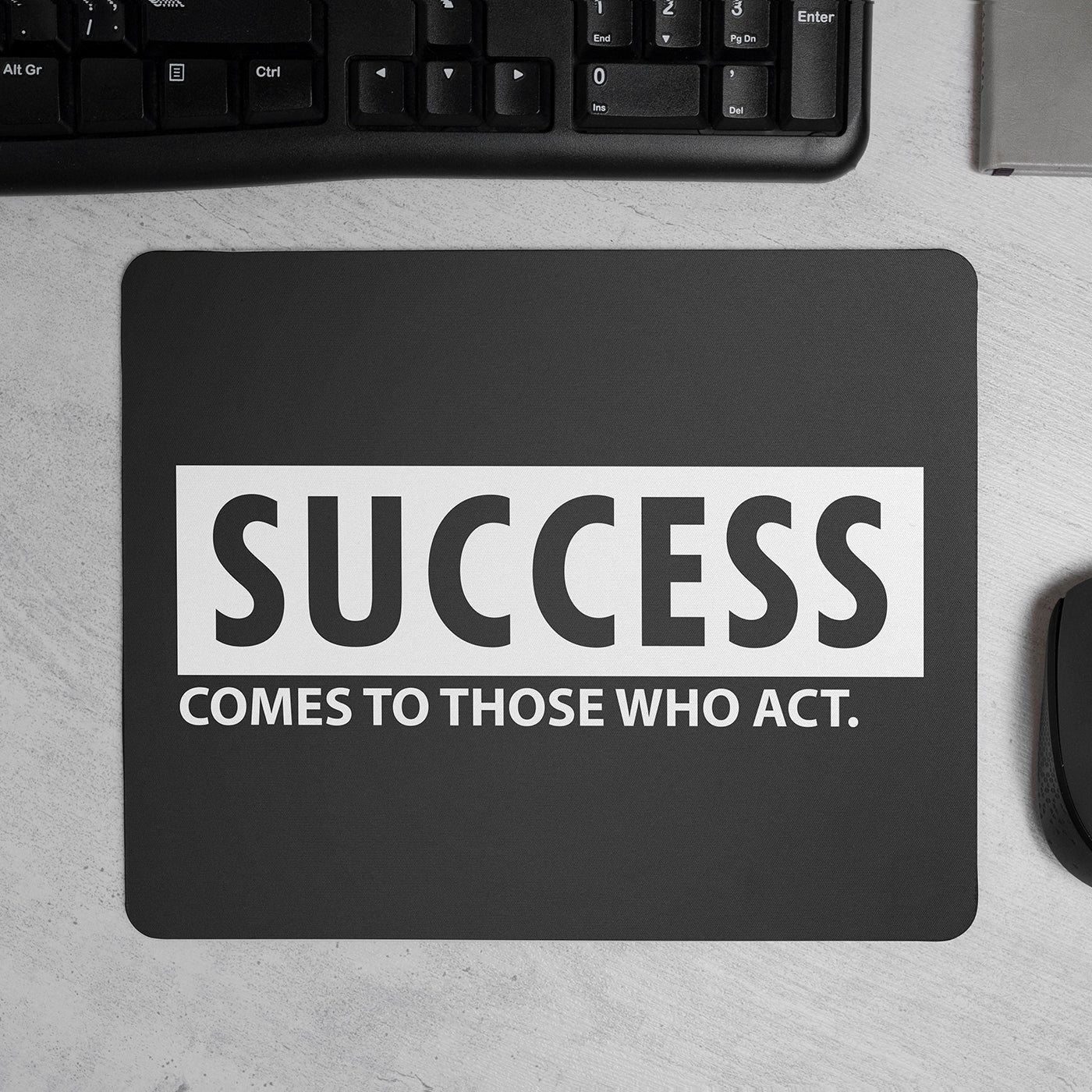 "SUCCESS Comes To Those Who Act" Quotes Printed Mouse Pad Non-Slip Rubber Base Desk Mousepad for Laptop PC