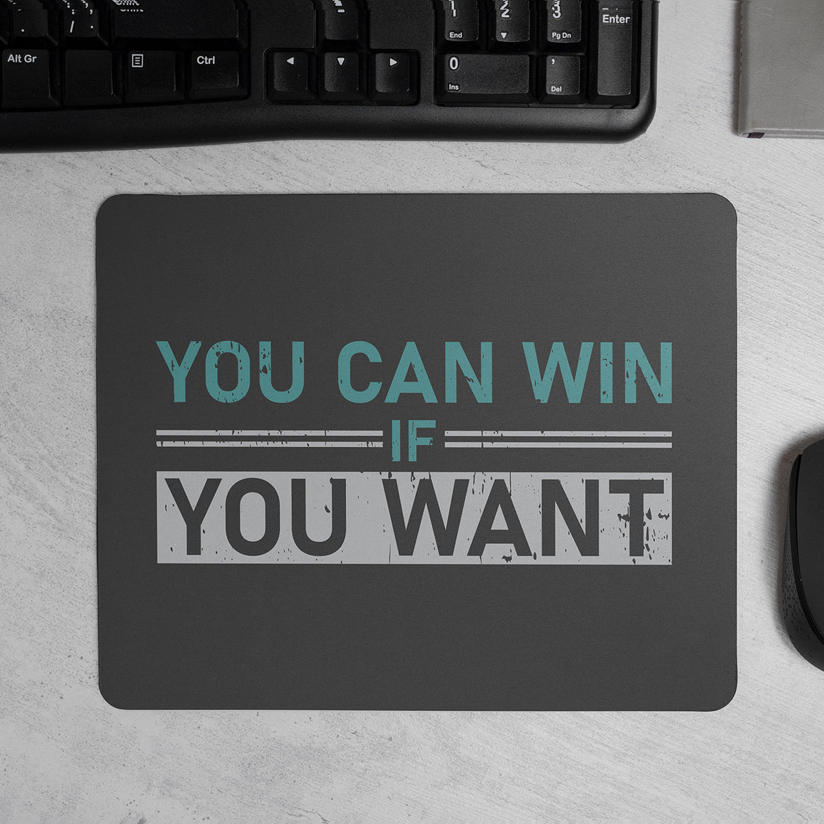 "You Can Win If You Want " Motivational Quotes Printed Mouse Pad Non-Slip Rubber Base Desk Mousepad for Laptop PC
