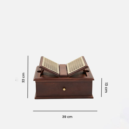 Large Handcrafted Holy Book Stand Box for Reading Geeta, Quran, Guru Granth Sahib, Bible Book