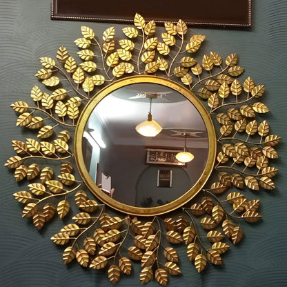 Beautiful Leaf Round Wall Mirror