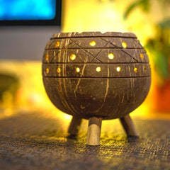 Planter & Tea Light Candle Holder Coconut Shell