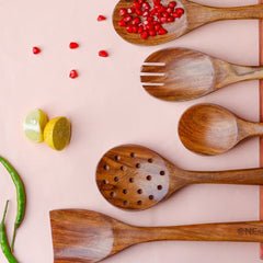 Wooden Premium Cooking & Serving Kitchen Tool 6 Pieces Spoon Set