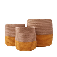 Dual tone Jute Baskets ( Yellow) Set of 3