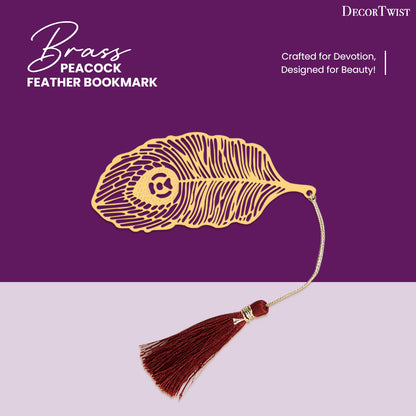 Brass Peacock Feather Bookmark