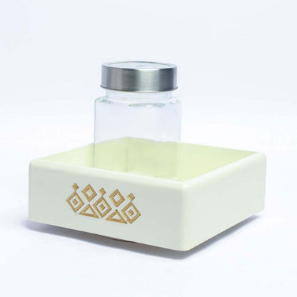 Off White Revolving Jar Tray Organiser