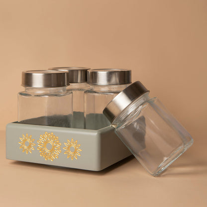 Grey Revolving Jar Tray Organiser